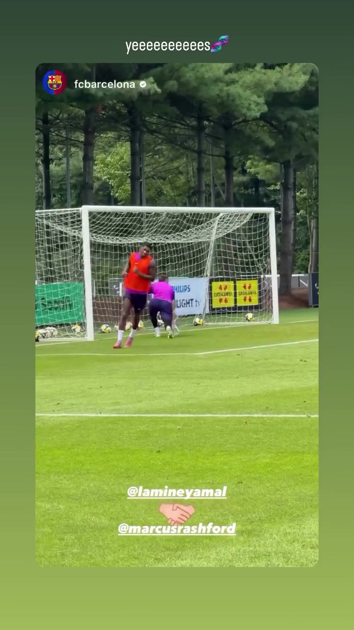 新搭檔！亞馬爾社媒曬隊內(nèi)訓(xùn)練助攻拉什福德視頻