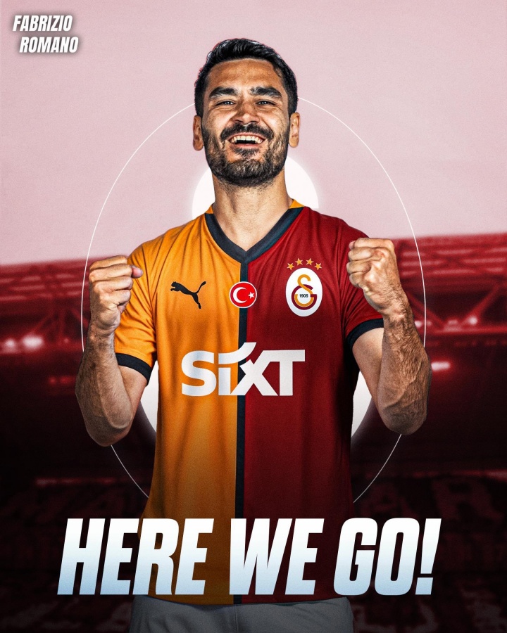 HWG！羅馬諾：曼城中場(chǎng)京多安免簽加盟加拉塔薩雷，雙方簽約2年